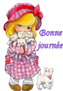 Gif bonne journée fille et chat